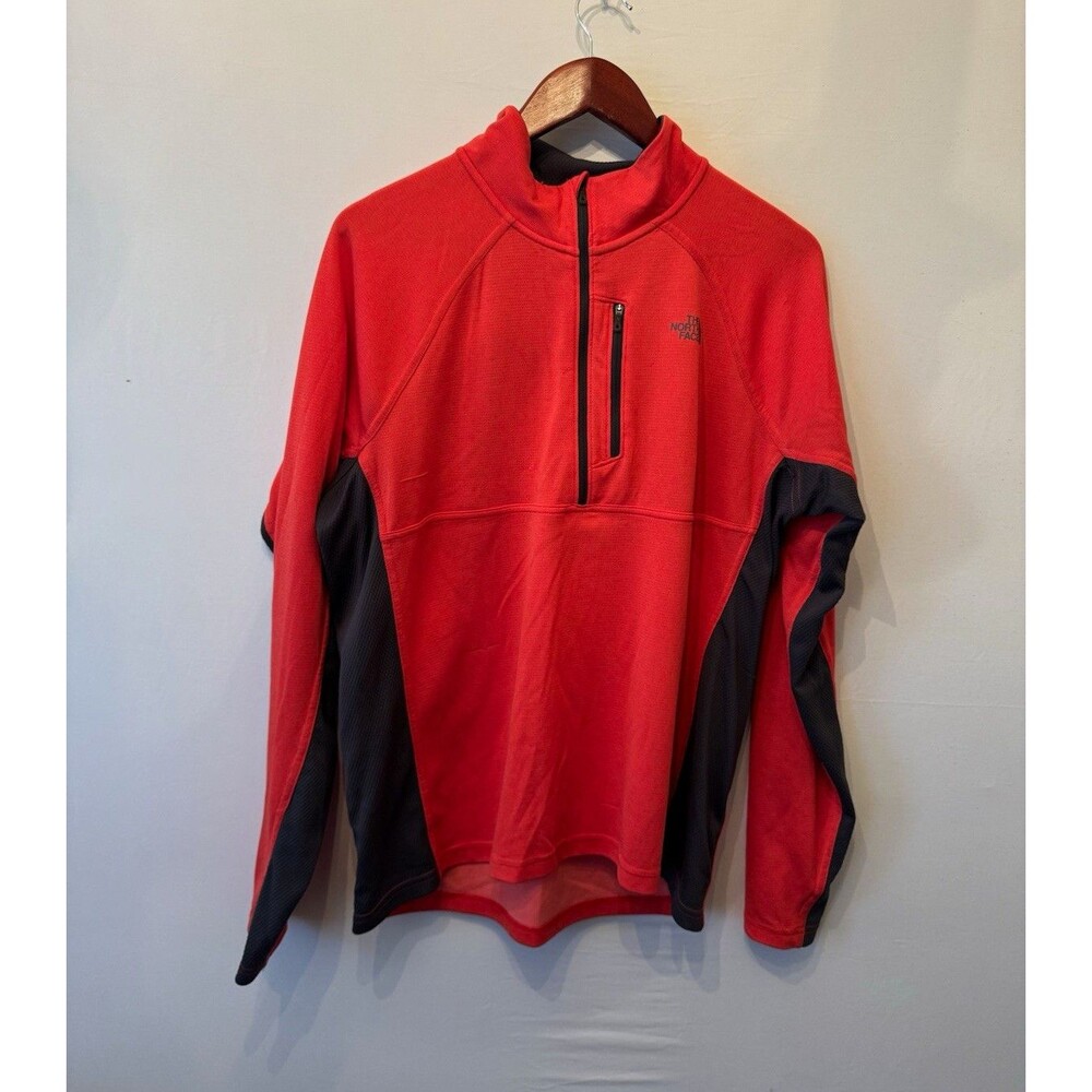 The North Face FlashDry 1/4 Zip Pullover Long Sleeve Mock Neck Men’s L Red Black
